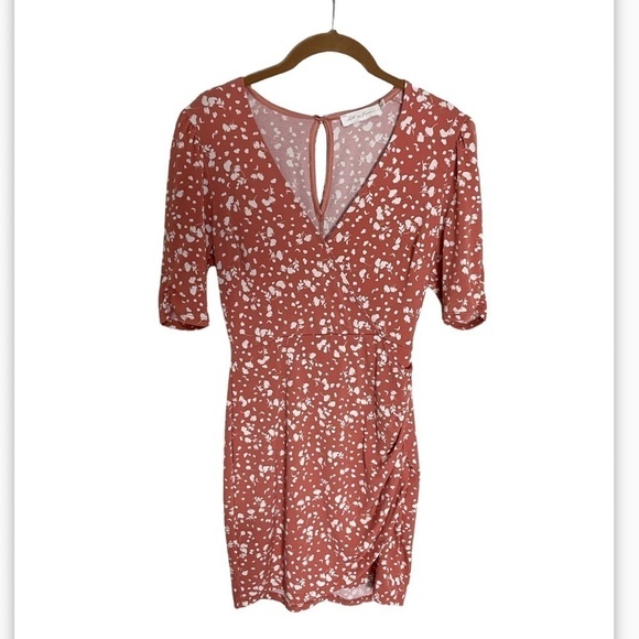 All in Favor Faux Wrap Ruched Dress XS - Picture 1 of 7
